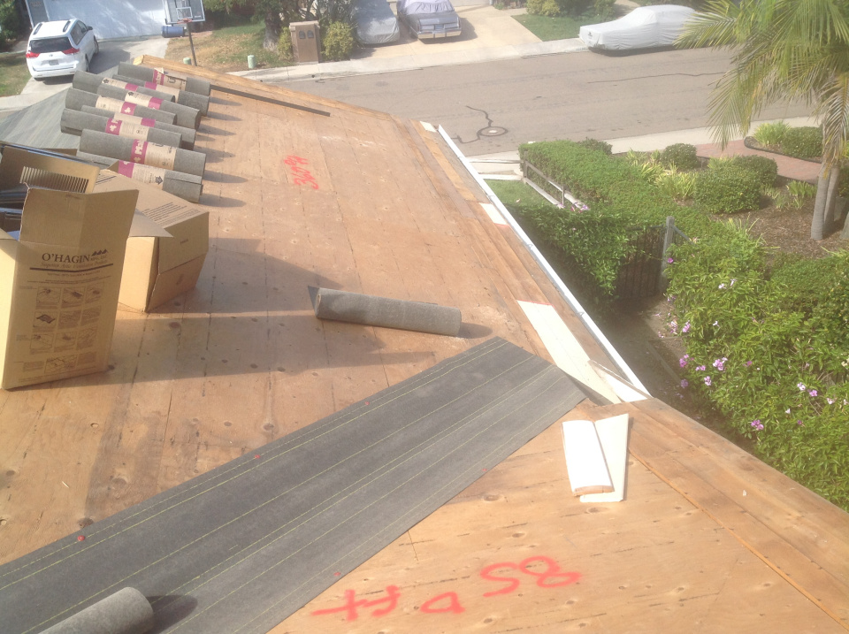 roof inspection on ladder